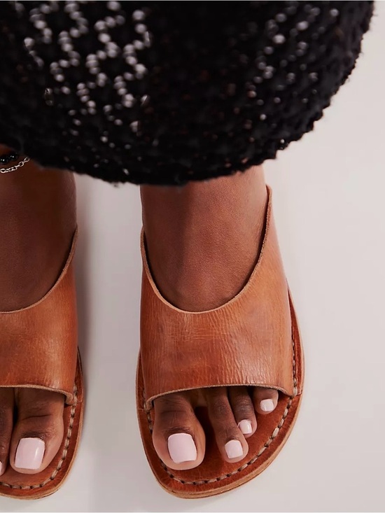 Free People Shoes - Minda Living Moroccan Brown Leather Celeste Slide Sandals